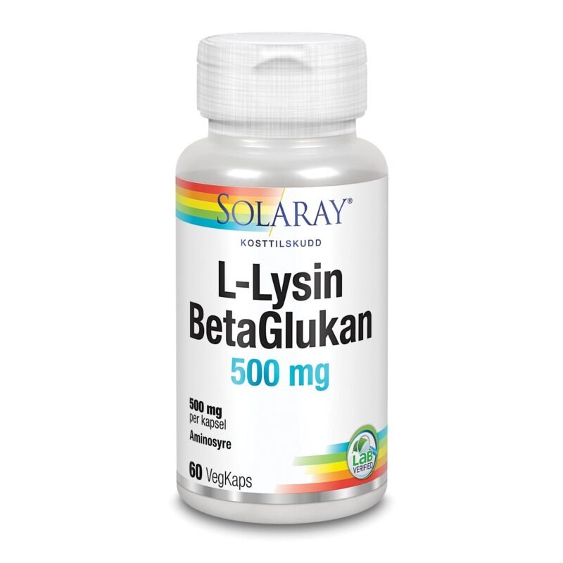 Solaray L-lysin og betaglukan 500 mg 60 kapsler-velbehag