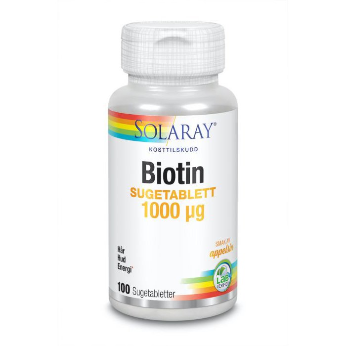Solaray biotin 1000 µg 100 sugetabletter-velbehag